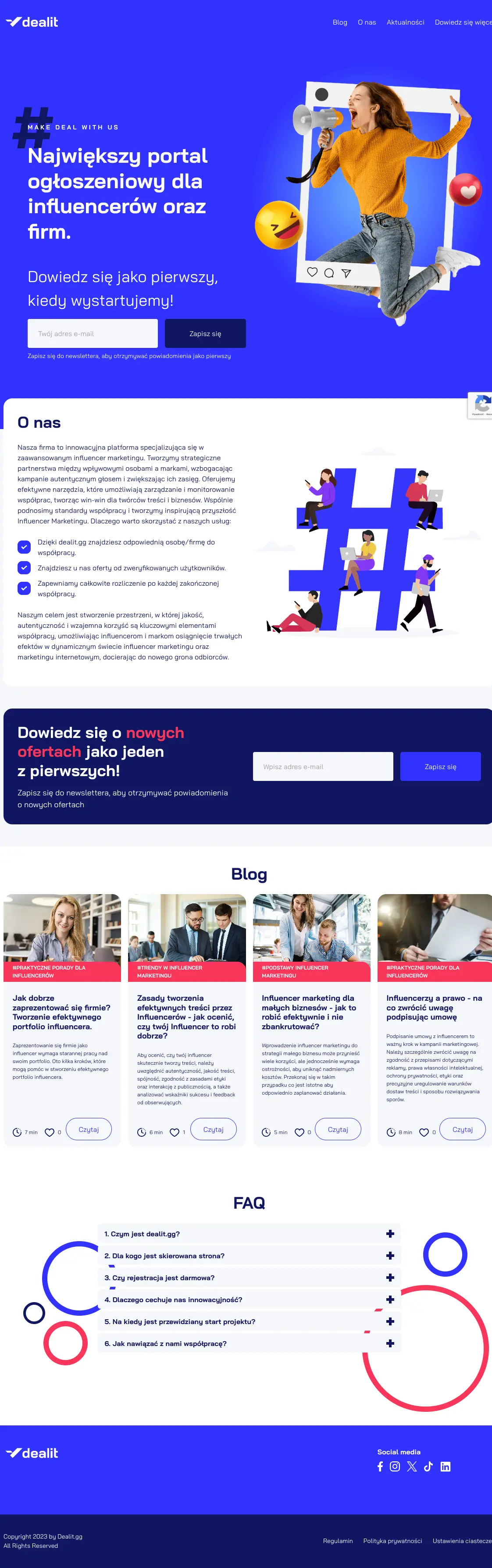 Screenshot strony dla projektu Dealit.gg – Custom Influencer Marketing Job board